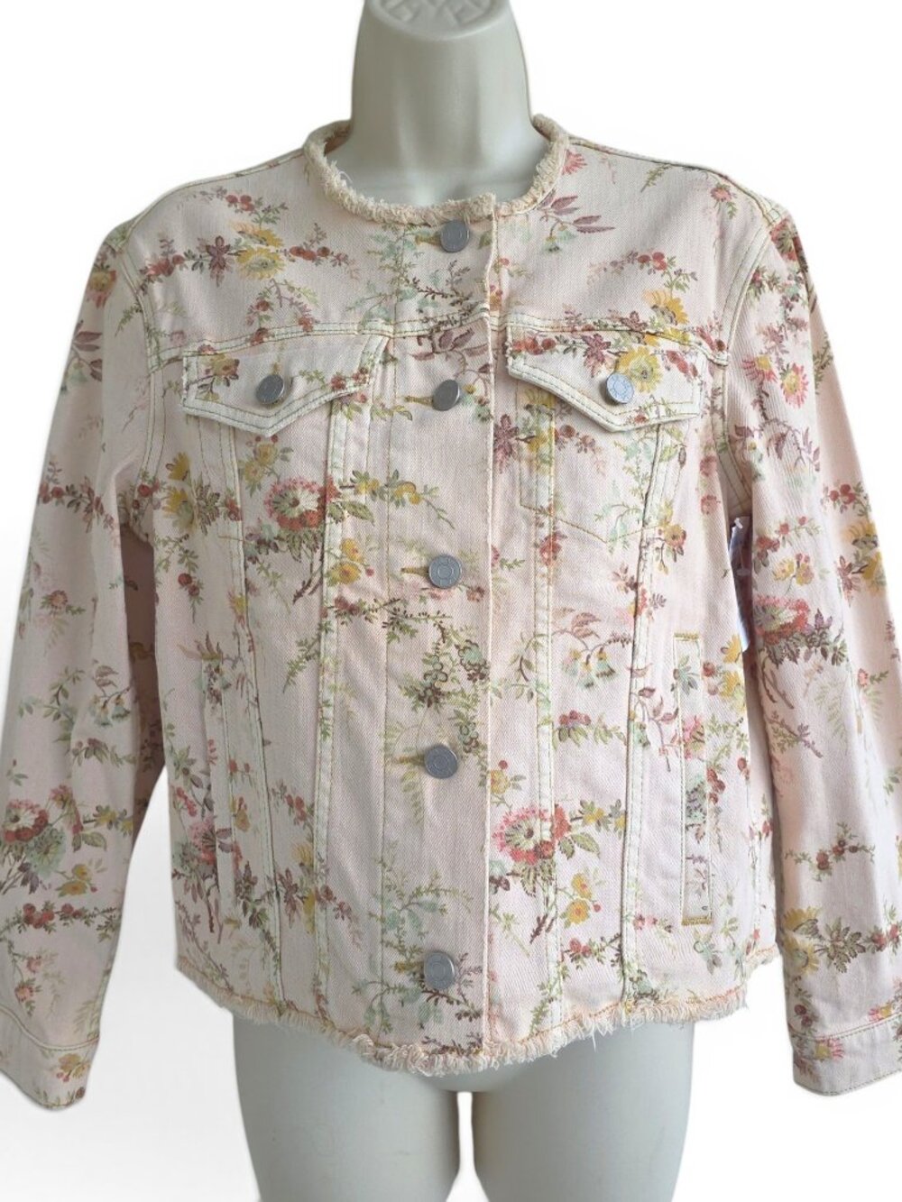 La Vie Rebecca Taylor - Cream Floral Print "Belle" Denim Jacket